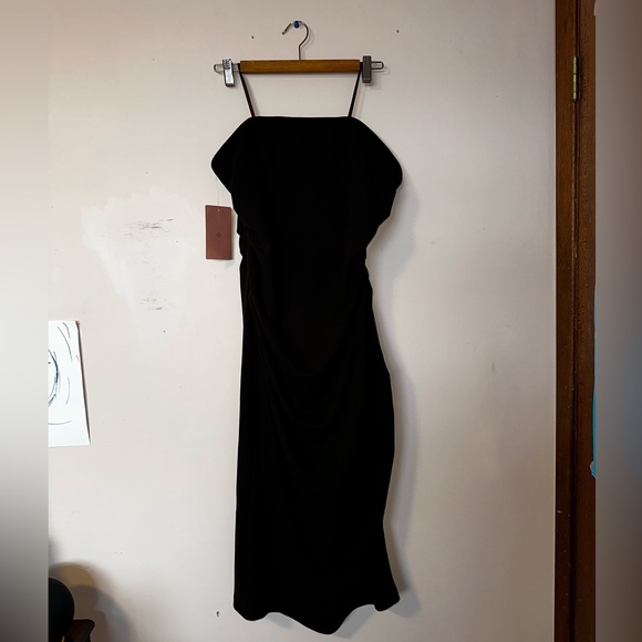 BLHDN Hayden Crepe Stretch Strapless Midi Dress Brown - Picture 4 of 5